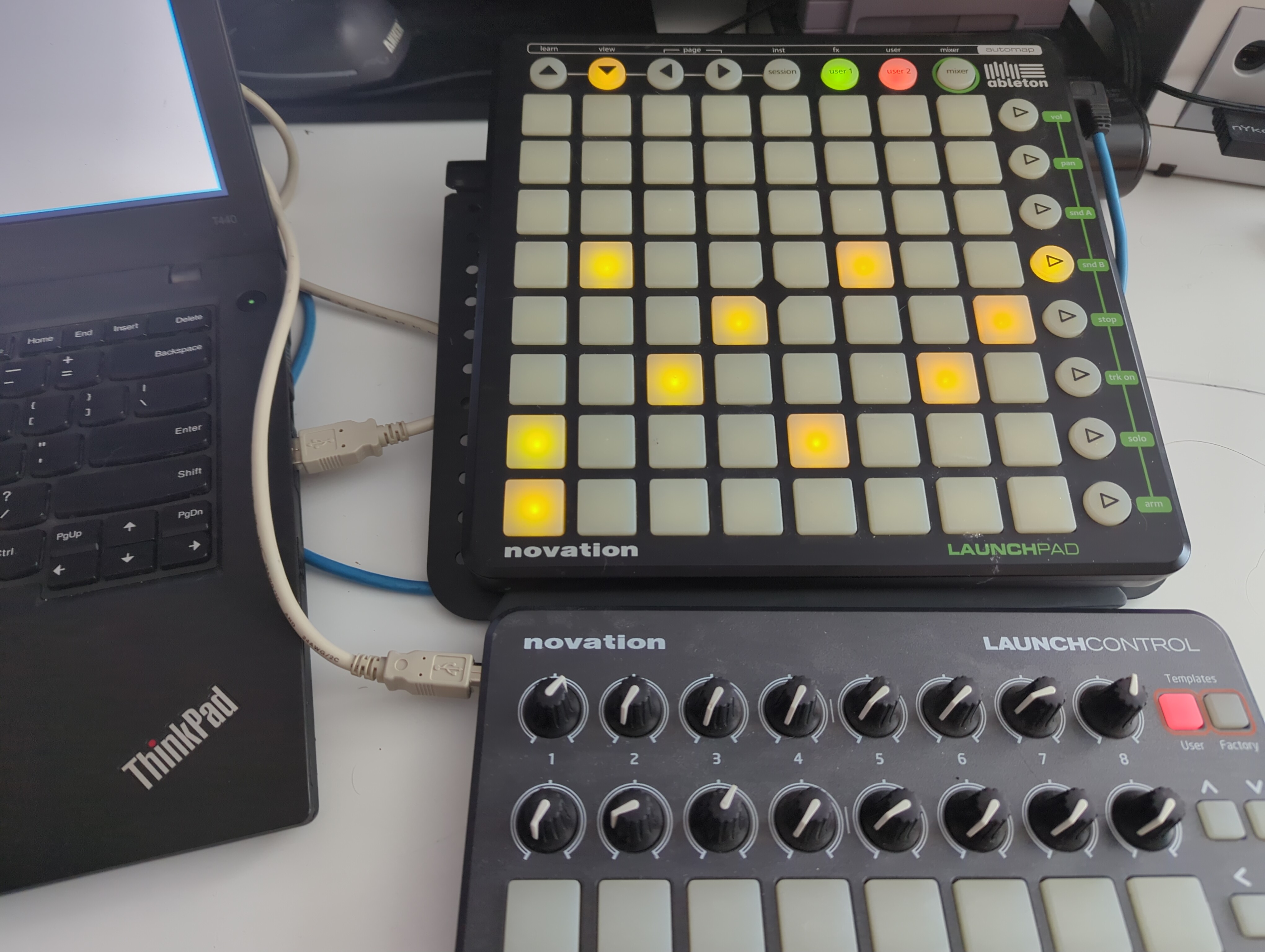 I combined with Novation Launch Control with my Launchpad to make audio synthesis more hardware oriented