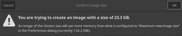 This is the memory required to open a 50k^2 pixel image